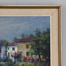 Mid-Century Framed Oil on Canvas Canal Scene, Signed by the Artist