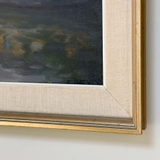 Mid-Century Framed Oil on Canvas Canal Scene, Signed by the Artist