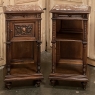Pair 19th Century French Neoclassical Walnut Marble Top Nightstands