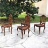 Set of 4 Antique Liegoise Chairs with Embossed Leather Seats