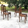 Set of 4 Antique Liegoise Chairs with Embossed Leather Seats