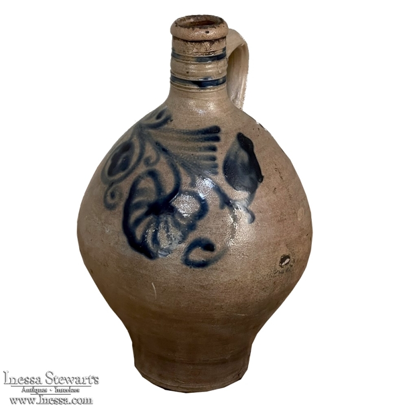 Antique Hand-Painted Earthenware Jug