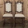 Set of 6 Antique French Renaissance Upholstered Dining Chairs with Barley Twist Motif