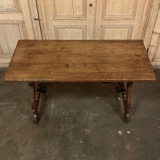 Antique Rustic Spanish Table with Wrought Iron