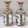 Pair 19th Century Petite Hand-Painted Rose Medallion Vases