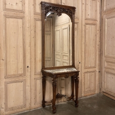 19th Century French Louis XIV Marble Top Console with Mirror