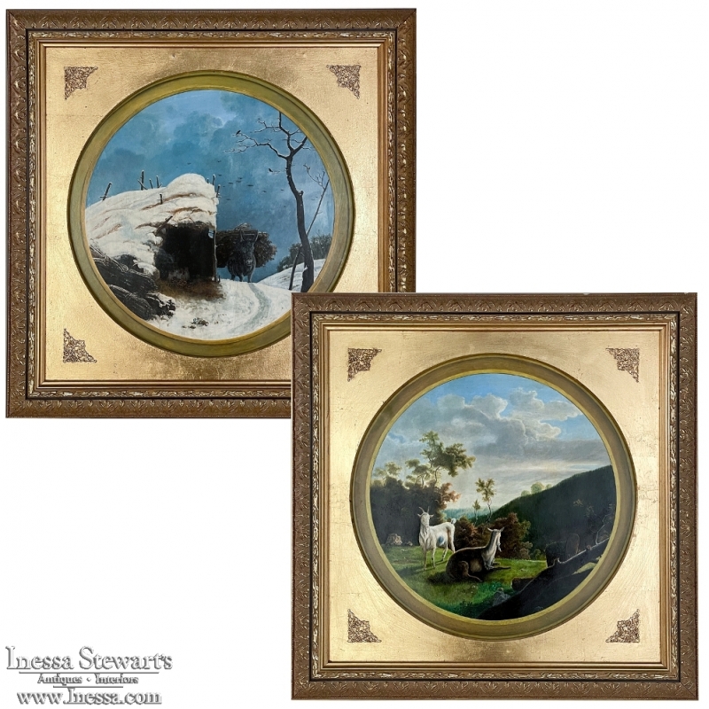 Pair 18th Century Framed Oil Paintings by P. J. Boquet (1751-1817)