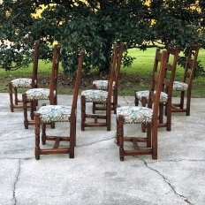 Set of 8 Antique Rustic Dining Chairs