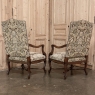 Pair Antique French Louis XV Armchairs with Tapestry Upholstery
