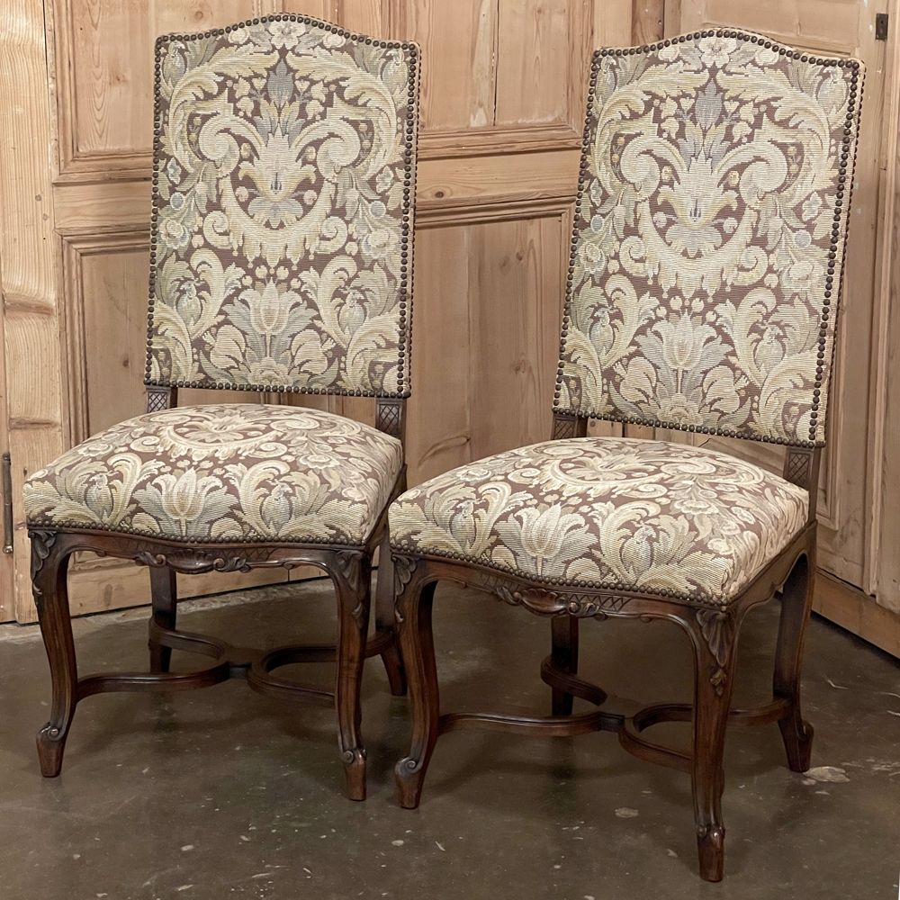 Pair of French Louis XV Style Side Chairs in Yellow Fabric (SN0512