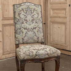 Pair Antique French Louis XV Side Chairs with Tapestry Upholstery