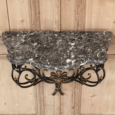 Antique Italian Wrought Iron and Marble Top Wall Console
