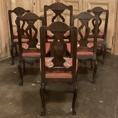 Set of 6 Antique Liegeoise Needlepoint Dining Chairs