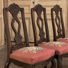 Set of 6 Antique Liegeoise Needlepoint Dining Chairs
