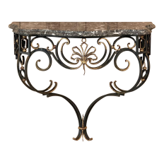 Antique Italian Wrought Iron and Marble Top Wall Console