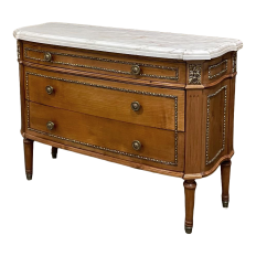 19th Century French Louis XVI Fruitwood Marble Top Commode