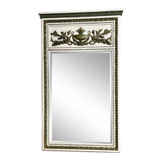 19th Century French Louis XVI Painted & Gilded Trumeau Mirror