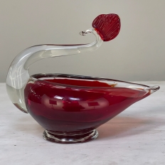 Vintage Venetian Glass ~ Ruby Swan