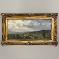 Antique Framed Oil Painting on Canvas Mounted on Board