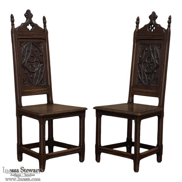 Pair 19th Century French Gothic Side Chairs
