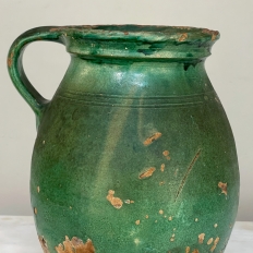 Antique French Greenn Glazed Earthenware Pot / Jardiniere