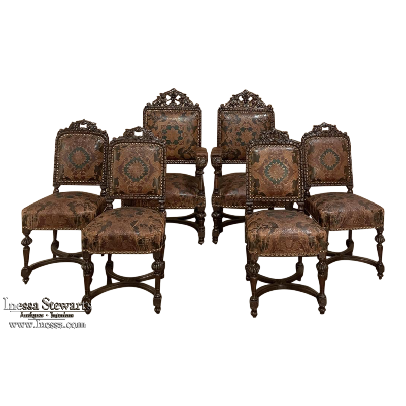 Set of Six 19th Century Napoleon III Chairs includes 2 Armchairs