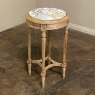 19th Century French Louis XVI Round Marble Top End Table in Stripped Oak