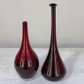 Pair Ruby Red Italian Hand-Blown Glass Vases