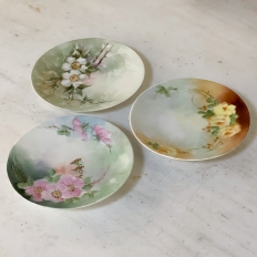 Set of 3 Antique Hand-Painted Decorative Plates from Bavaria