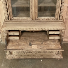 19th Century French Renaissance Secretary ~ Bookcase in Stripped Oak