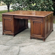 Antique French Art Nouveau Walnut Partner's Desk