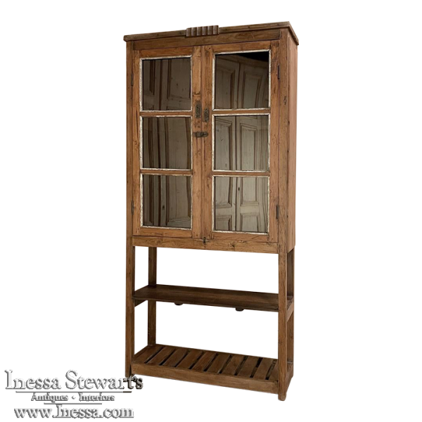 Antique Swedish Rustic Kitchen ~ Bakery Display Cabinet