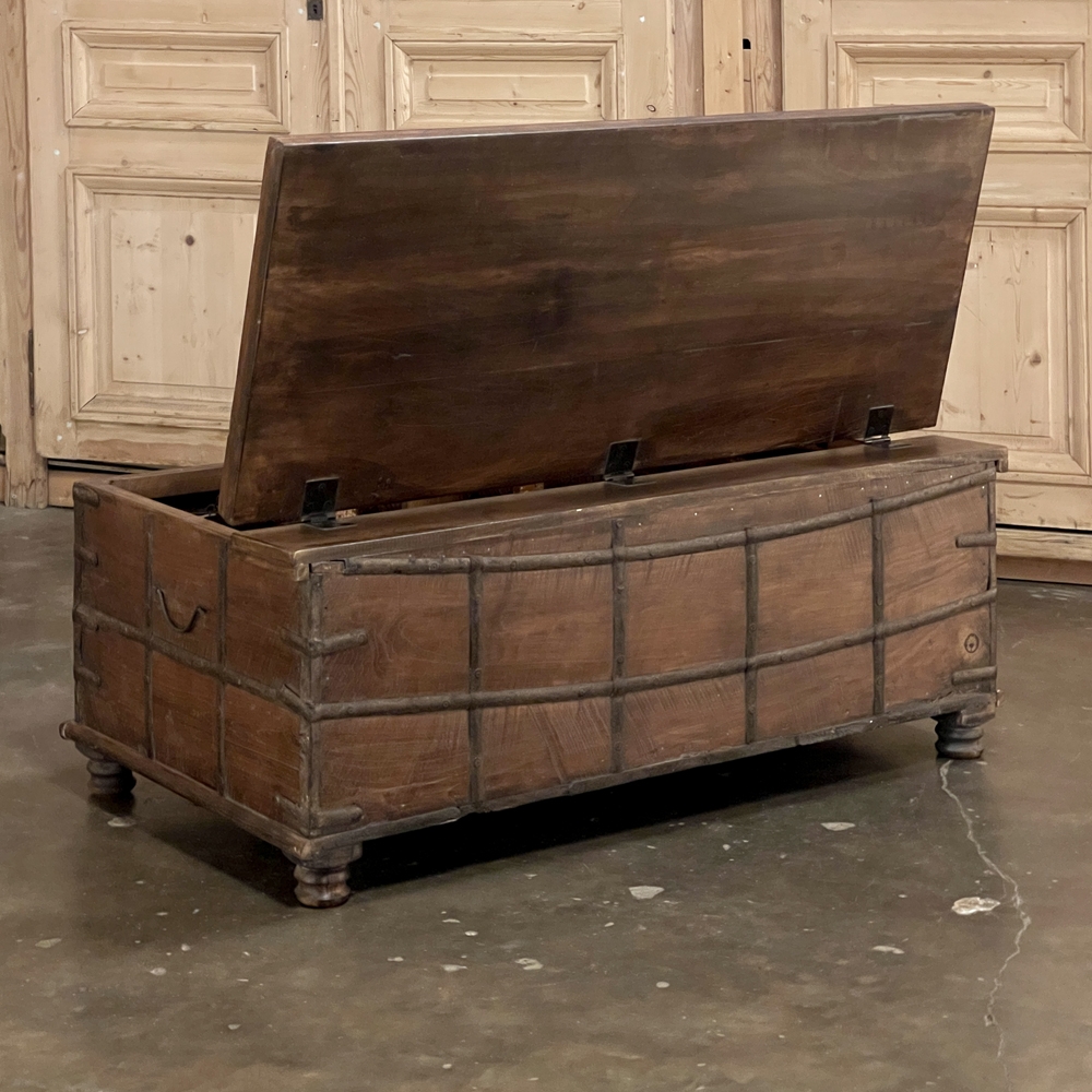 Restored English Leather Trunk / Coffee Table – Antiquities Warehouse