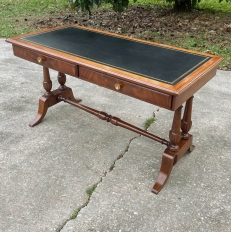 Antique English Mahogany Leather Top Coffee Table