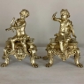 Pair 19th Century French Napoleon III Period Bronze Dore Andirons ~ Bookends