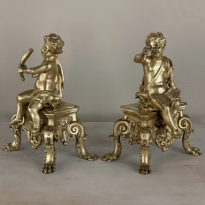 Pair 19th Century French Napoleon III Period Bronze Dore Andirons ~ Bookends