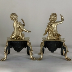 Pair 19th Century French Napoleon III Period Bronze Dore Andirons ~ Bookends