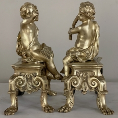 Pair 19th Century French Napoleon III Period Bronze Dore Andirons ~ Bookends