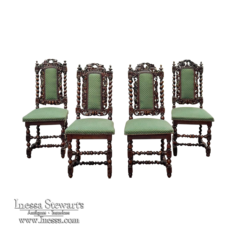 Set of Four 19th Century French Renaissance Barley Twist Chairs