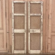 Pair 19th Century Shutters ~ Doors with Wire Mesh