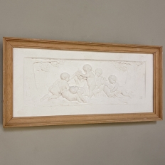 Framed Bisque Plaque Depicting Cherubs at Play