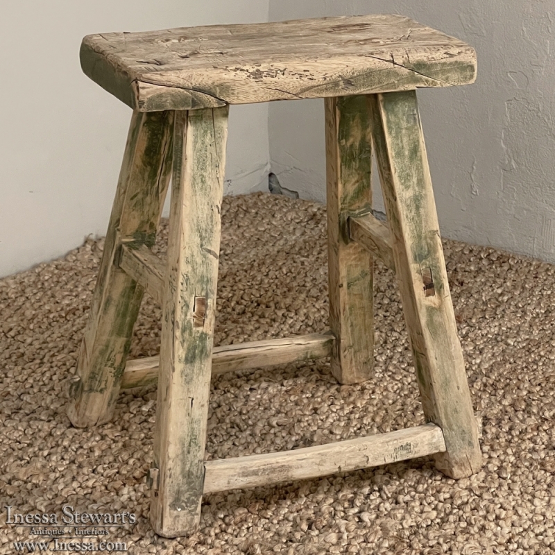 Antique Rustic Wooden Stool