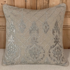 Belgian Hand-Made Linen and Velvet Throw Pillow