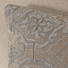 Belgian Hand-Made Linen and Velvet Throw Pillow