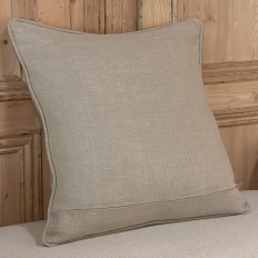 Belgian Hand-Made Linen and Velvet Throw Pillow