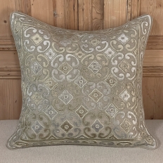 Belgian Hand-Made Linen and Velvet Throw Pillow