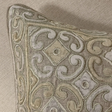 Belgian Hand-Made Linen and Velvet Throw Pillow