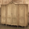 Antique Country French Four Door Armoire in Stripped Oak