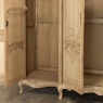 Antique Country French Four Door Armoire in Stripped Oak