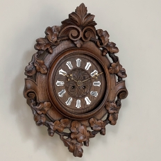 19th Century French Renaissance Style Carved Wood Wall Clock